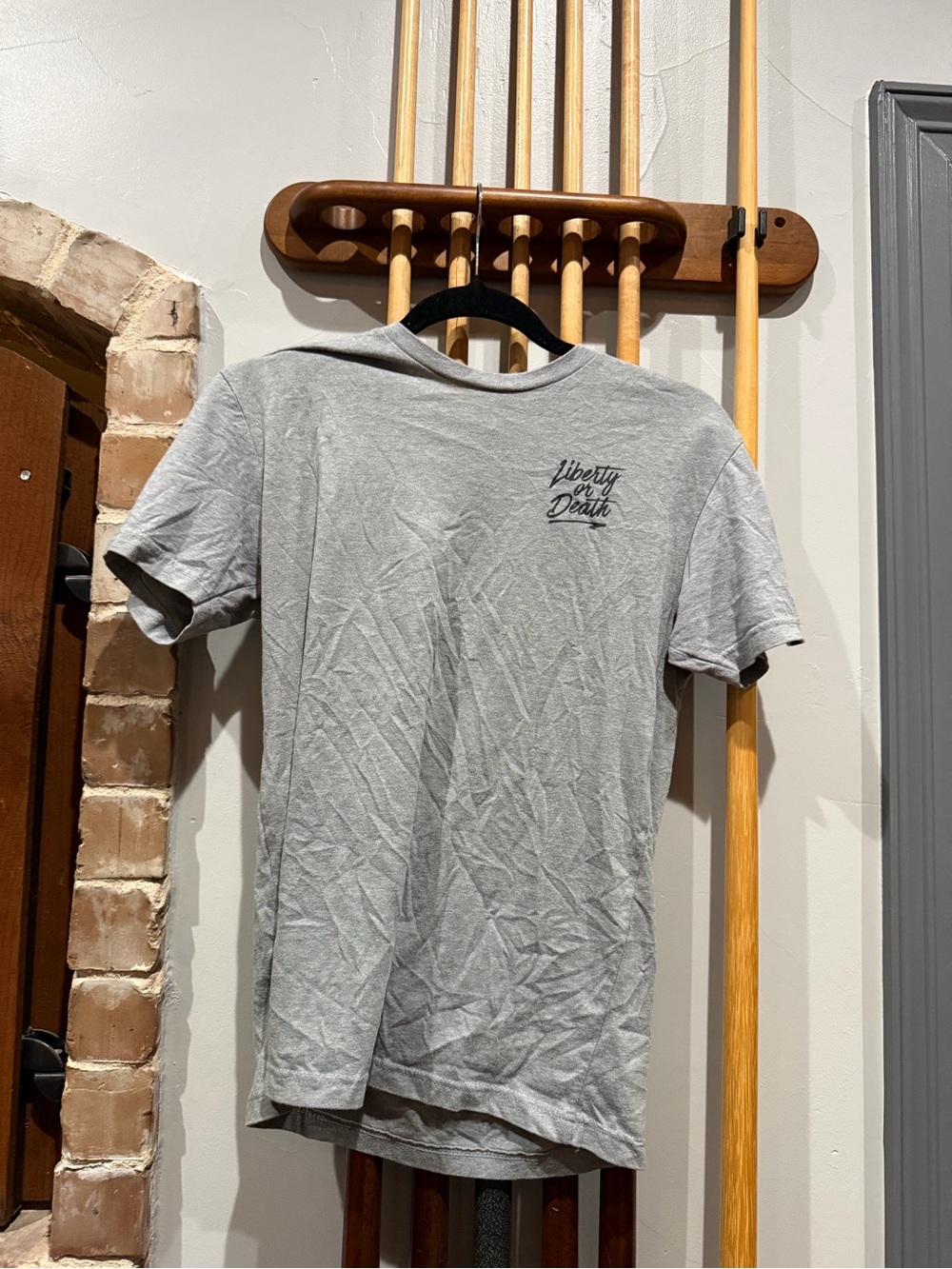 Next Level Apparel Light Gray 'Liberty or Death' Graphic Tee